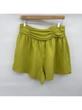 Anthropologie High Rise Shorts Womens Medium Lime Green Artsy Retro Vacation